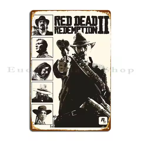Rdr 2 Black White Metal Plaque Poster Wall Cave Mural Customized Garage Club Tin Sign Poster
