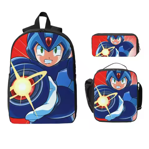 Megaman Video Game Mega Man Backpack Boys Girls BookBag School Bag Computer Shoulder Bags 3ps Insula