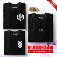 Buy 1 Pcs OR 3 Pcs // IQONIC White Text strip Shirt - White Text strip Box - White Text game