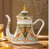 1pc Enamel Tea Pot Coffee Pot, Floral Pattern Pour-Over Kettle, 1.2L Large Capacity Coffee Pot, Hand