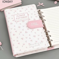 IONSKY Money Saving Binder, PU Leather a6 Size Cute Flowers Budget Binder, Planner Book Loose Leaf P