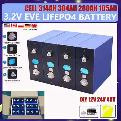 EVE A-level 105AH 280AH 304AH 314AH Lifepo4 3.2V rechargeable battery 12V 24V 48V solar energy stora