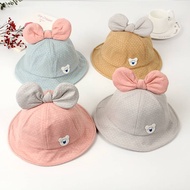 ☆พร้อมส่ง☆หมวก หมวกเด็ก 5เดือน-2ปี หมวกเด็กอ่อน หมวกเด็กเล็ก หมวกบักเก็ต หมวกเด็กหญิง หมวกเด็กแฟชั่น ผ้าลายจุดติดโบว์รอบหัว:48-50 cm.