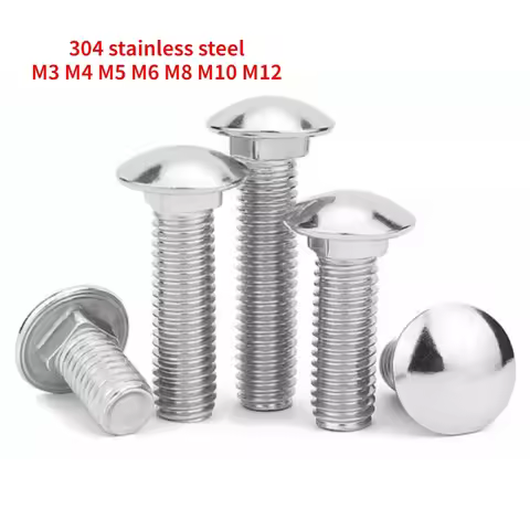 2-100pcs M3 M4 M5 M6 M8 M10 M12 A2-70 304 Stainless Steel GB12 DIN603 Truss Round Head Square Neck C