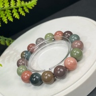 精品阿拉善瑪瑙手串13mm高瓷多彩戈壁玉單圈女招財辟邪靈氣療愈