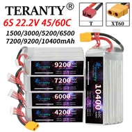 TERANTY 6S 22.2V LIPO Battery 1500/3000/5200/6500/7200/9200/10400mAh For RC Airplane Quadrotor Aircr