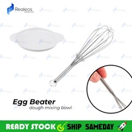 Realeos Handheld Stainless Steel Egg Beaters Whisk Mixer Eggbeater Cooking Tool Dough Mixing Bowl Plate - RB17 Part