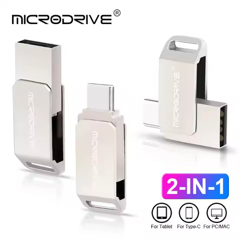 2 in 1 OTG USB-C Flash Pen Drive 32GB Metal Memory Stick Usb 2.0 To Type-C Flash Disk 64GB 128GB 256