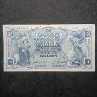 Uang Kuno Kertas Indonesia 10 gulden Wayang tahun 1933 JB19
