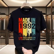 2025 New Style 1992 33th Birthday Gift Pure Cotton Black and White HD Street Punk Japanese and Korea