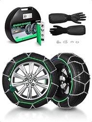 YHTAUTO 12mm Snow Chains for Passenger Car Pickup Trucks SUV, 235/70R16, 215/65R17, 225/65R17, 225/6