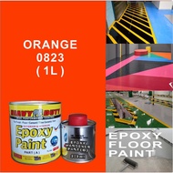 1L ( Z0823 ORANGE ) EPOXY FLOOR PAINT / CAT EPOXY LANTAI ( HEAVY DUTY Brand ) ZINXER EPOXY Protection / CERAMIC CEMENT