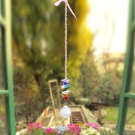 torachel1-PH Hanging Pendant  Crystal Glass Rainbow Suncatcher Clear Transparent Durable to Use 33cm
