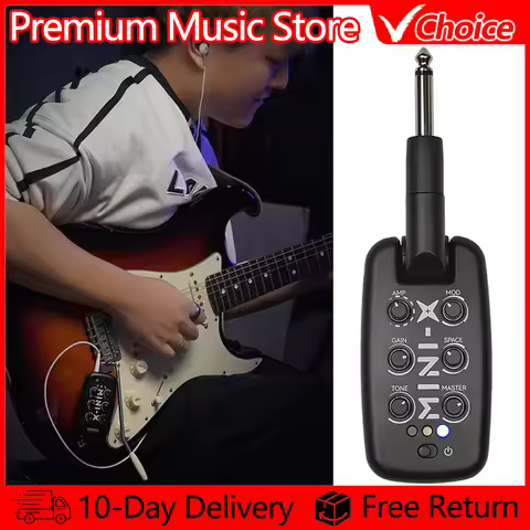 M-VAVE Headphone Amplifier MINI-X Portable Guitar Amp Plug Rechargeable Plug-In Amp Built-in 9 Diffe