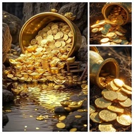 A Set The Meaning of Gold Coins/wealth  Pattern Diamond Painting Kit, DIY 5D Diamond Painting Mosaic