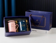 【EONMIR】Love Couple Mug Set Creative European  Mug Couple Cup Coffee Cup Set Gift Double Cup Senior
