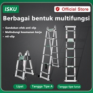 ISKU Alumunium Telescopic Ladder 3.8m 4.4m 5m 5.4m 6.3m tangga lipat Multi