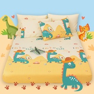 Alls' Wonderland Garterized Bedsheet Dinosaur  Fittedsheet Cartoon Bed Sheet Mattress Protector Single Queen King Size