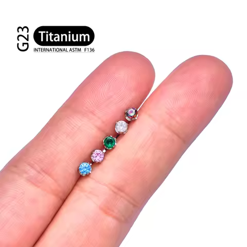 ASTM F136 Titanium 2/2/2.5/3/4mm CZ Labret Stud 16G Tragus Helix Cartilage Conch Flatback Earlobe Pi