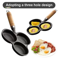 3 Hole Cast Iron Omelet Pan Non-Stick Breakfast Egg Pan Breakfast Grill Cooking Pot Egg Frying Pan P