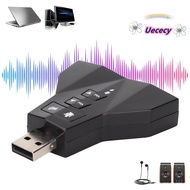 UECECY USB Sound Card, Dual Audio Interface Independent Sound Card Virtual 7.1 Sound Card, Plug and 