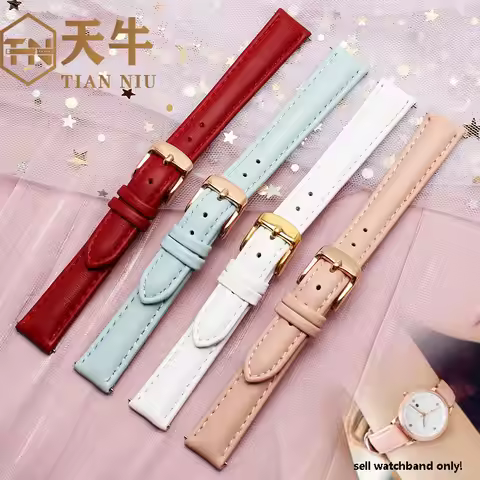 Soft women's quick release cowhide watch strap for Swarovski Casio Fossil Fiyada Armani cowhide pin 