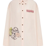 GANNI Women's Stripe Cotton Oversized Shirt 600075454