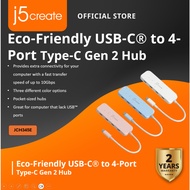 J5CREATE JCH345E Eco-Friendly USB-C® to 4-Port Type-C Gen 2 Hub | WHITE / CYAN / ROSE