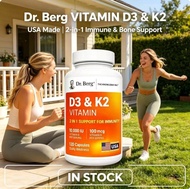 Dr. Berg Vitamin D3 & K2 Capsules, 10000 IU D3 + 100mcg K2, Support Immune & Bone Health, 120ct