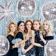 Ready Stock 12Pcs/set 22Inch 4D Foil Ballon Gradients Ball Agate Disco Birthday Foil Balloons Retro 