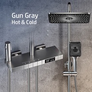 QUITE ระบบฝักบัวควบคุมอุณหภูมิ ห้องน้ำ LED ชุดอาบน้ำดิจิตอล ติดผนังSPAก๊อกน้ำเครื่องผสมความร้อนเย็น