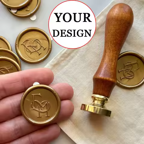 Custom Brass Wax Seal Stamp Own Personalized Logo Sealing Wax Stamp with 2 Initials for DIY Wedding 