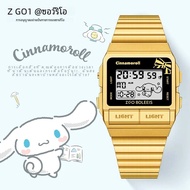 Zgo x SANRIO Cinnamoroll นาฬิกาเด็ก, นักเรียน, สีทอง, สแควร์, กันน้ำ, อิเล็กทรอนิกส์, Jam Tangan Dig