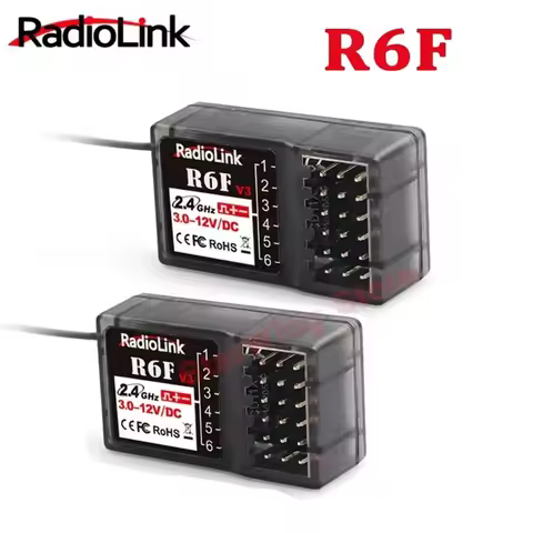 Radiolink R6F 2.4G 6CH Receiver for RC Car and Boat, Compatible with RC6GS V2 RC4GS V2 T8FB T8S Radi