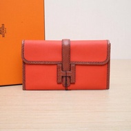 HERMES JigeElan手包219J火焰橙Swift皮/蜥蜴皮T刻銀扣肩背包