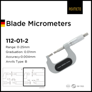 ไมโครมิเตอร์ใบมีด ASIMETO เยอรมัน 0-25 มม. 75-100 มม. เกจวัดความหนาร่องใบมีดบางอุตสาหกรรมความแม่นยำส