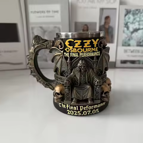 Halloween Terrifying Skeleton Bat Resin Mug Gothic Rock Home Party Coffee Desk Handle Drinking Utens