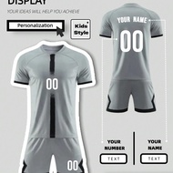 2pcs Boy's Personalized Soccer Jersey - Customizable Name And Number Print Stripe Decor Short Sleeve