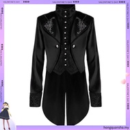 Men Victorian Medieval Coat Punk Tuxedo Halloween Cosplay Costume Tailcoat Gothic Steampunk Trench F