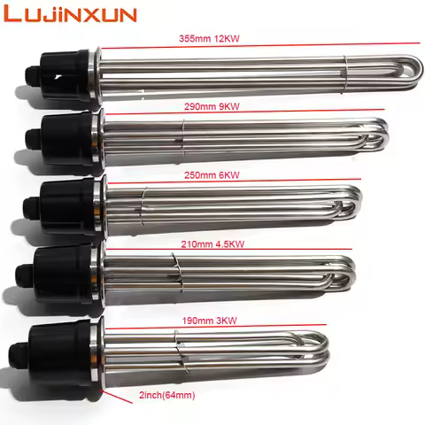 Lujinxun Heating Element 2"Tri Clamp 64mm Flange 3KW 4.5KW 6KW 9KW 12KW SUS304 Immersion Water Heate