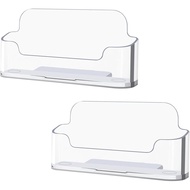 2 Pack Clear Business Card Holder for Desk, Plastic Business Card Display Desktop Acrylic Business C