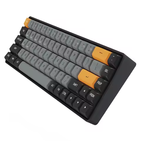 Aigo Mechanical Keyboard Gaming Bluetooth 2.4G Wireless USB Type-c Wired Yellow Switch 68 Key Rechar