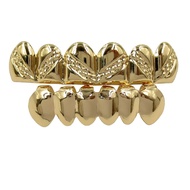 SSY Hip Hop Braces Real Gold Electroplated Glossy Twill Style Hiphop Teeth Grillz