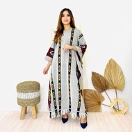 Kaftan Tenun Ikat Modern – Long Dress Etnik Wanita Khas Nusantara Premium & Nyaman Dipakai