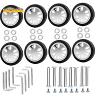 8pcs Luggage Wheels Replacement Kit,Dia 2in/50mm Thick 0.47in/12mm Resistant Rubber Mute Caster Repl
