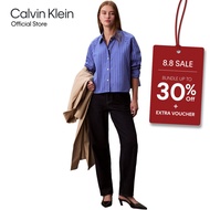 CALVIN KLEIN Stripe Cropped Boxy Button-Down Shirt Boxy Fit Womens