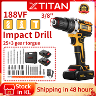 XTITAN Cordless Impact Drill Rechargeable Electric Drill 188VF 6.0Ah Multifunctional Electric ScrewDriver Wireless Drill Set 3 Modes Hand Tools Kit With Battery Ship From KL