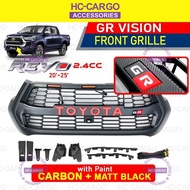 Toyota Hilux Revo Rogue 2.4 2020 - 2025 Carbon GR Front Grill Grille Amber Led + Red Word With Paint