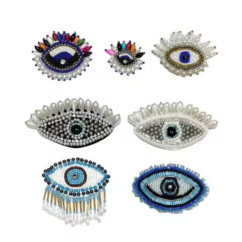 Hand Beaded Eyes Patch Nail Drill Rice Beaded 3D DIY Shoes And Hats Jewelry Applique Clothing Access