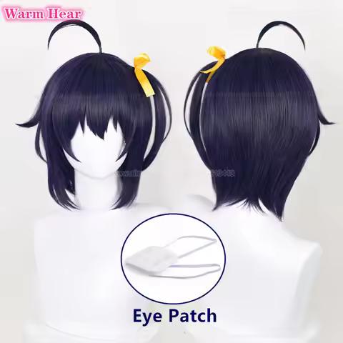 Anime Takanashi Rikka Synthetic Cosplay Wig With Eye Mask Blue Purple Black Heat Resistant Hair Hall